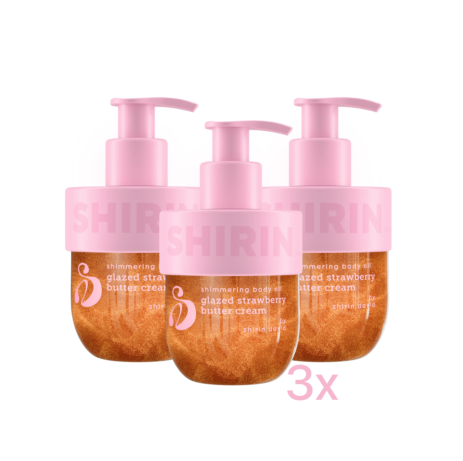 3er Set Shimmering Body Oil Glazed Strawberry Butter Cream