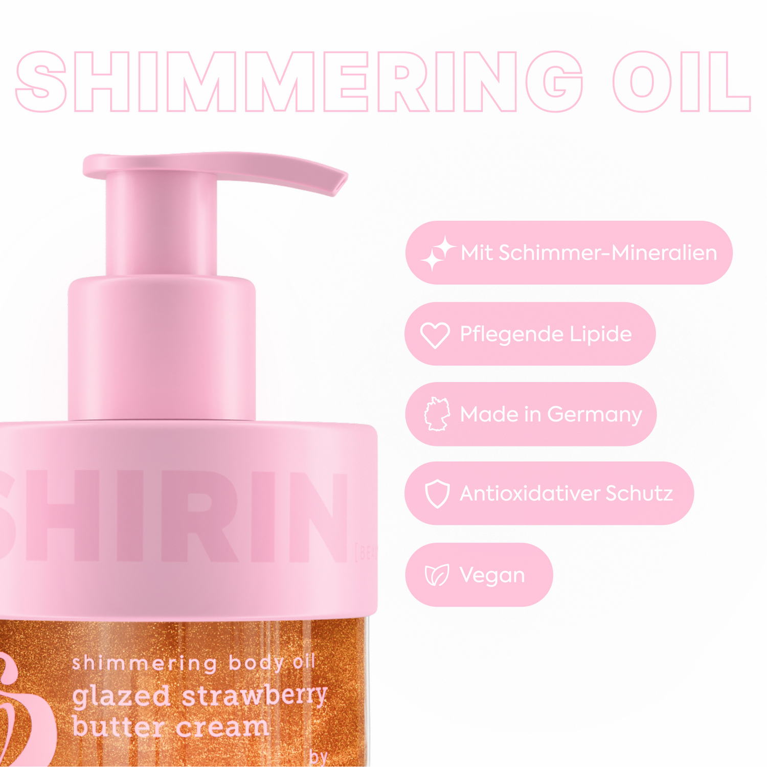 3er Set Shimmering Body Oil Glazed Strawberry Butter Cream