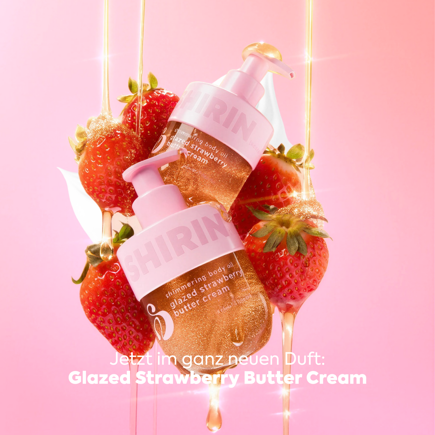 3er Set Shimmering Body Oil Glazed Strawberry Butter Cream