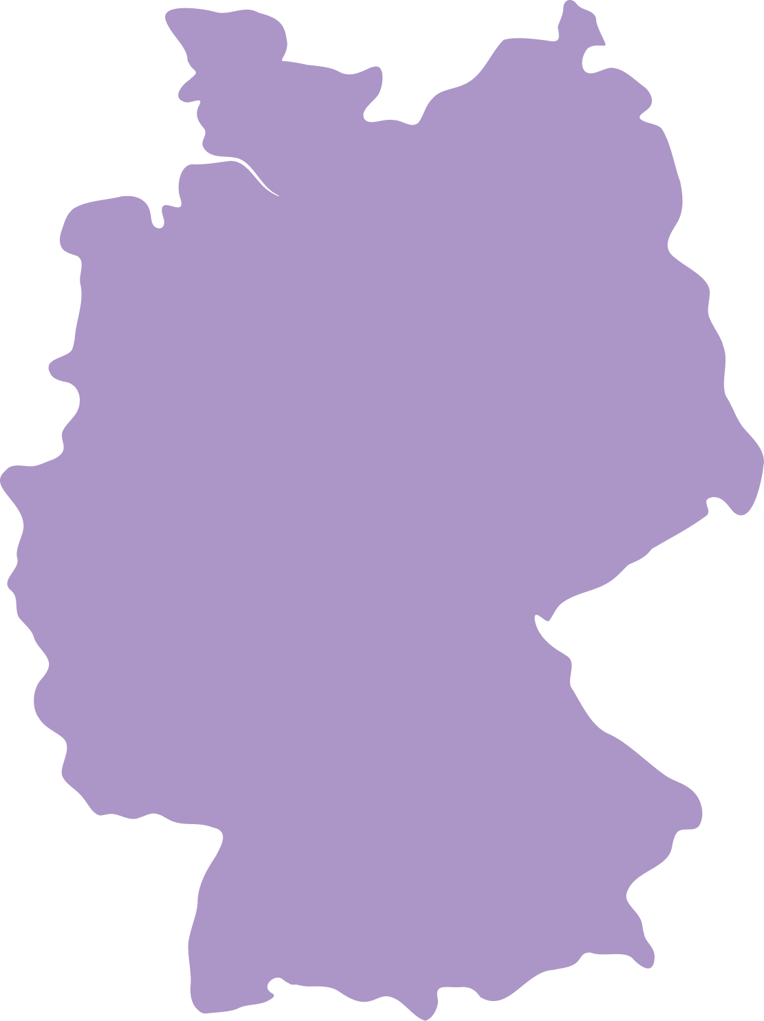Deutschlandkarte mit den Shirin Beauty Standorten Düsseldorf und Berlin